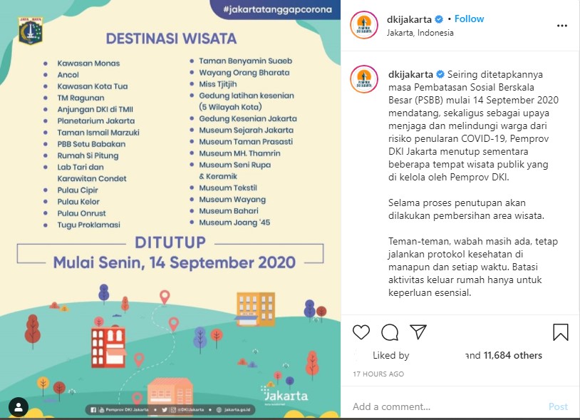 Di DKI Jakarta 27 Tempat Wisata Ditutup Menujunya PSBB Total Sorotan 24