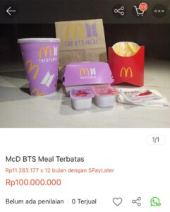 VIRAL BTS MEAL , BUNGKUSNYA DIJUAL DI MARKETPLACE MULAI JUTAAN HINGGA RATUSAN JUTA RUPIAH